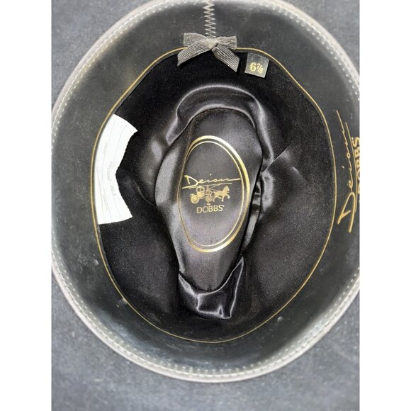 Deion by Dobbs Golden Coach Men's Vtg Black Felt Fedora Hat Feather Size 6 7/8 - Picture 6 of 9
